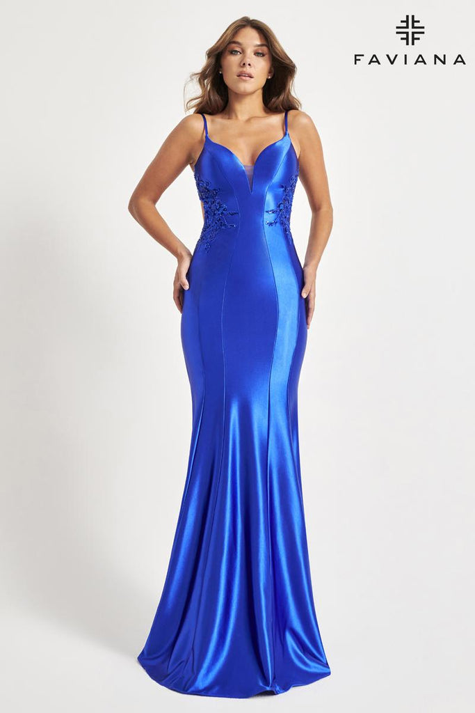 Faviana Cut Out Long Fitted Prom Dress 11007