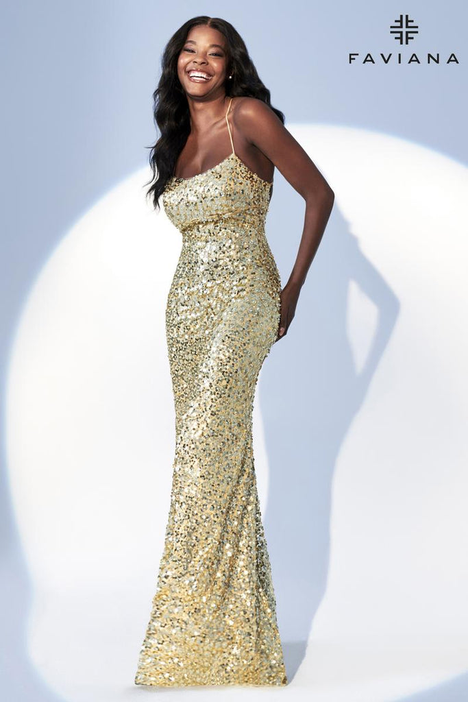 Faviana Fitted Sequin Prom Dress 11033