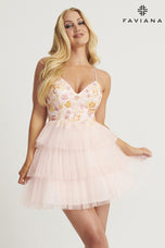 Faviana Floral Tulle Homecoming Dress 11125