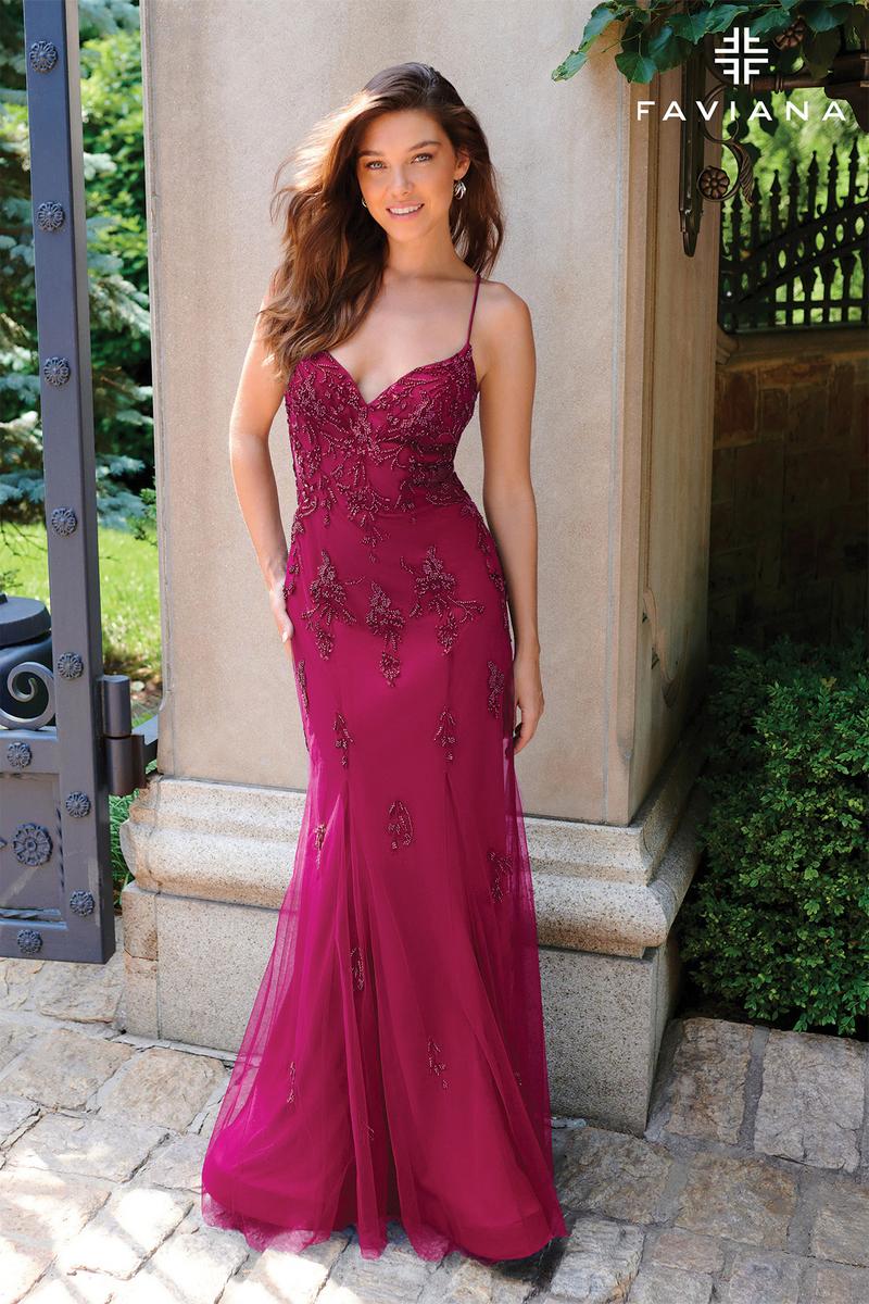 Faviana Beaded Lace Applique Prom Dress 11227