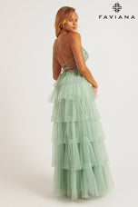 Faviana Open Back Tulle Ruffle Prom Dress 11231