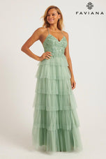 Faviana Open Back Tulle Ruffle Prom Dress 11231