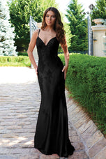 Faviana V-Neck Satin Lace Prom Dress 11245