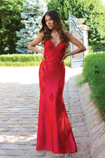 Faviana V-Neck Satin Lace Prom Dress 11245