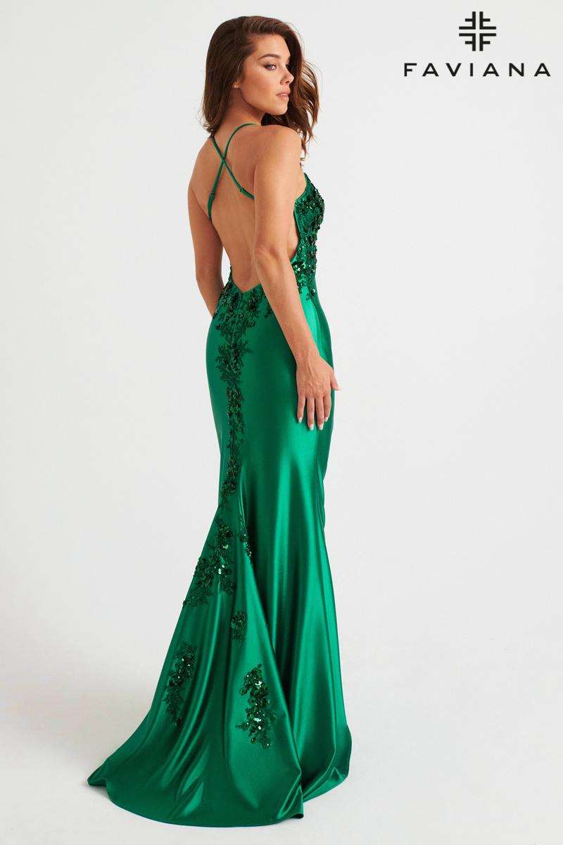 Faviana Tight Satin Open Back Prom Dress 11247