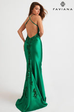 Faviana Tight Satin Open Back Prom Dress 11247