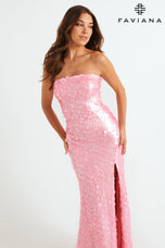 Faviana Paillette Strapless Sequin Prom Dress 11258