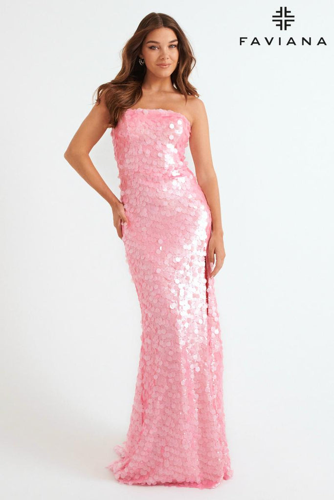 Faviana Paillette Strapless Sequin Prom Dress 11258