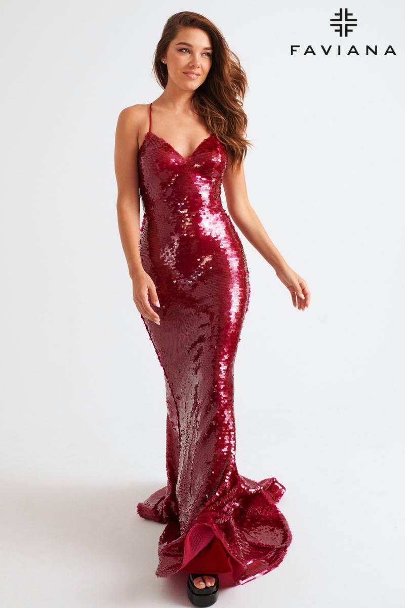 Faviana Glam Sequin Open Back Prom Dress 11261