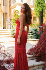 Faviana Beaded V-Neck Open Back Prom Dress 11270