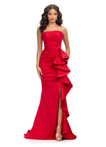 ASHLEYlauren Strapless Side Ruffle 11751