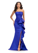 ASHLEYlauren Strapless Side Ruffle Prom Dress 11751