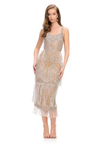 ASHLEYlauren Beaded Fringe Midi Dress 11766