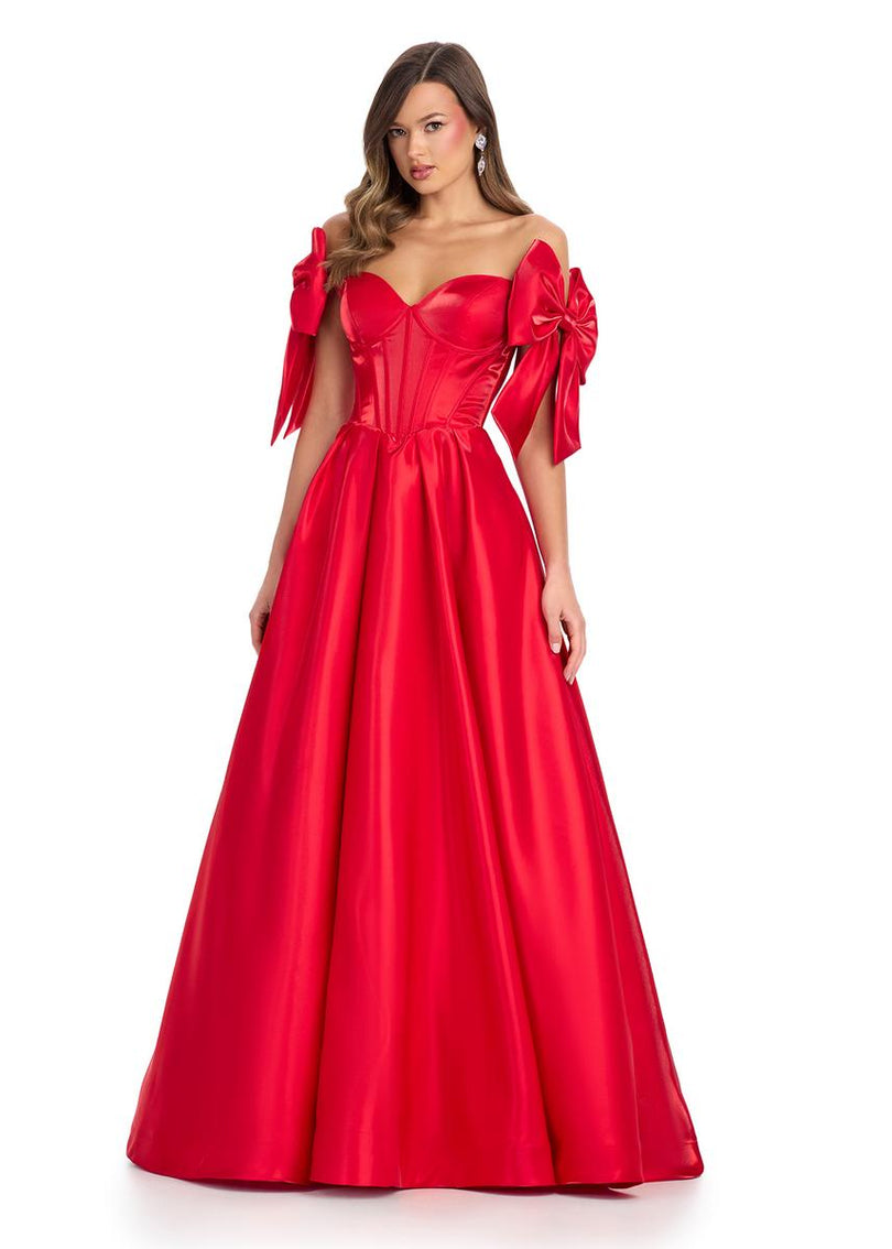 ASHLEYlauren Corset Bow Prom Dress 11871