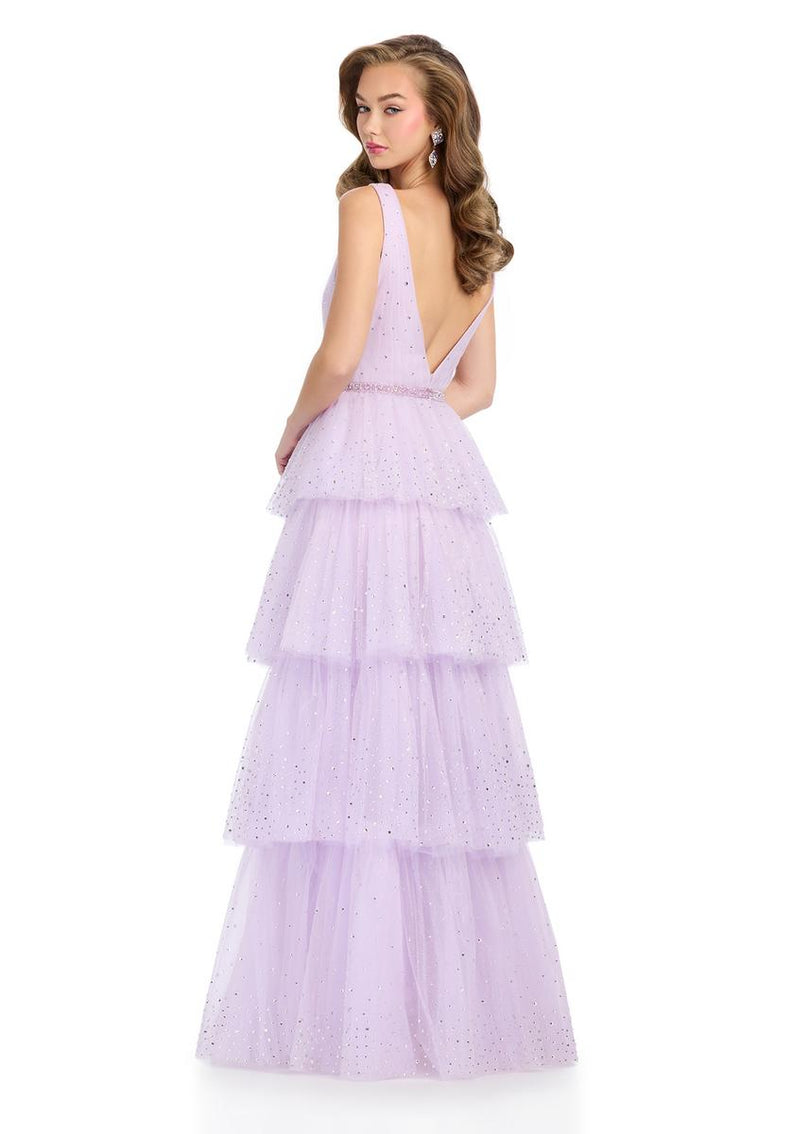 ASHLEYlauren Ruffle Bow Heat Stone Prom Dress 11894