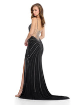 ASHLEYlauren Swirl Illusion Cut Out Long Prom Dress 11902