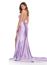 ASHLEYlauren Ruched Lace-up Back Prom Dress 11950