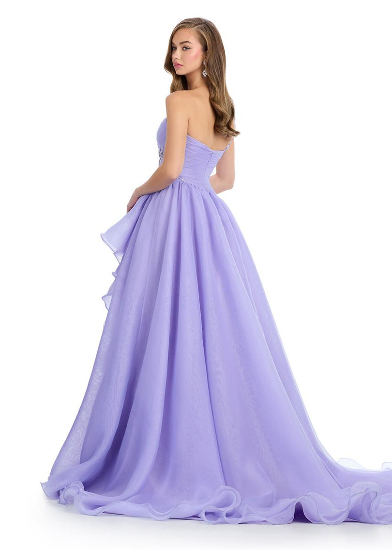 ASHLEYlauren Strapless Ruffle Slit Prom Dress 11951