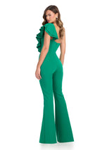 ASHLEYlauren  One Shoulder Scuba Ruffle Jumpsuit 11965