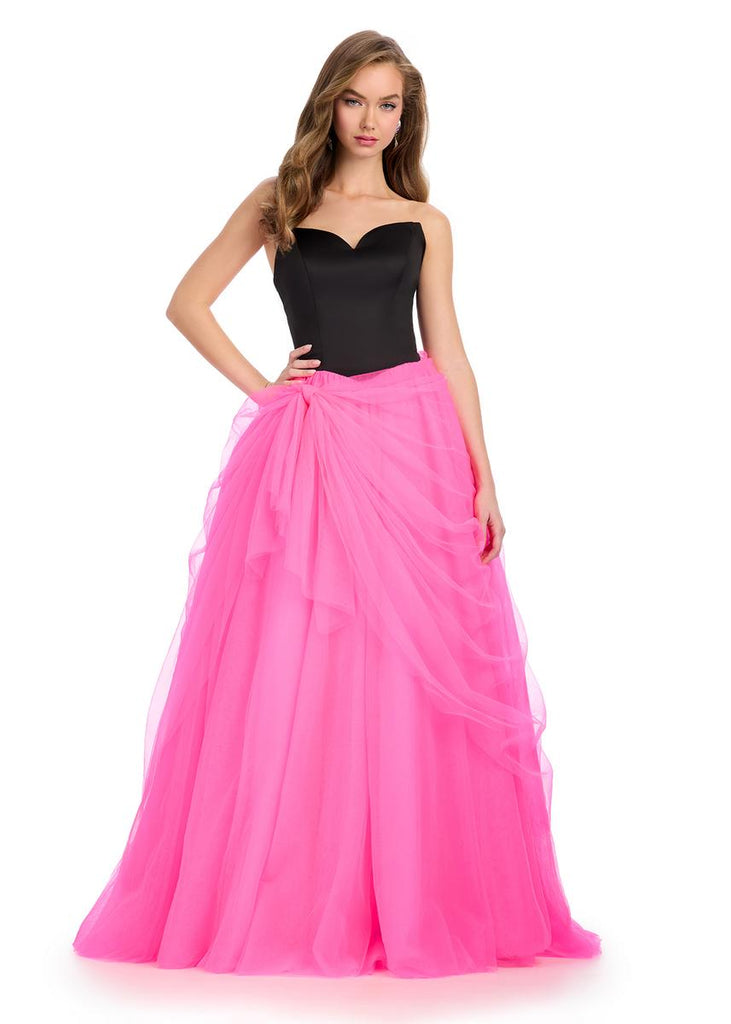 ASHLEYlauren Strapless Tulle Ball Gown Dress 11984