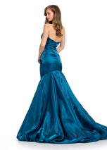 ASHLEYlauren Satin Ruffle Back Long Prom Dress 11996