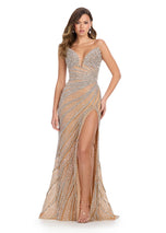 ASHLEYlauren Strapless Beaded Long Prom Dress 12011