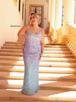 Primavera Plus Size Ombre Sequin Prom Dress 14042