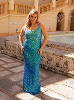 Primavera Plus Size Ombre Sequin Prom Dress 14042