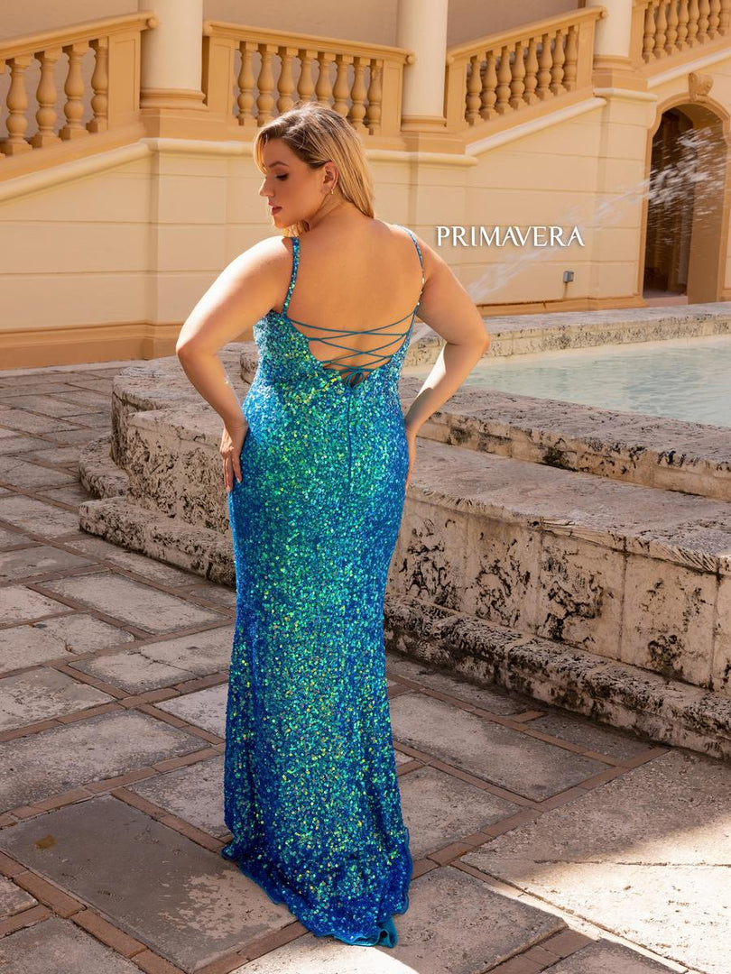 Primavera Plus Size Ombre Sequin Prom Dress 14042