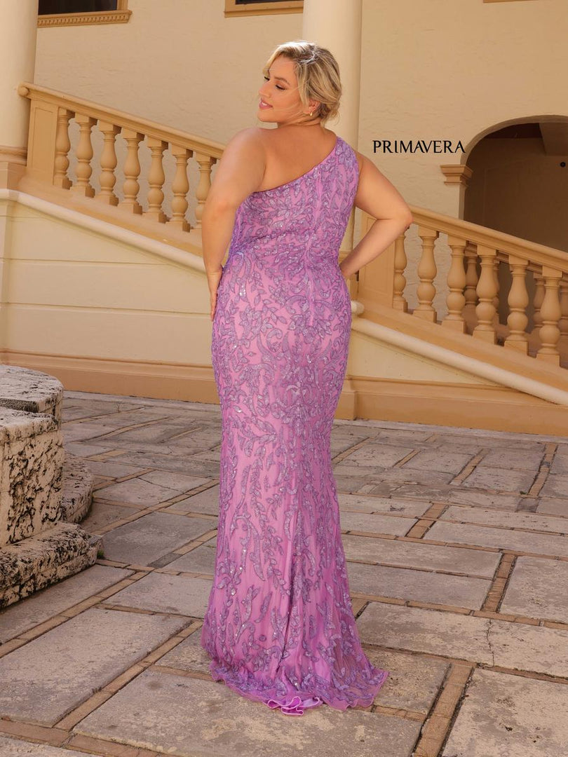 Primavera Plus Size One Shoulder Sequin Prom Dress 14049