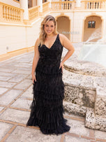 Primavera Plus Size Tiered Ruffle Prom Dress 14052