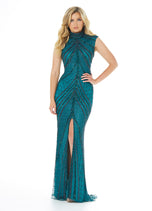 AshleyLauren Cap Sleeve Beaded Prom Dress 1624 - B