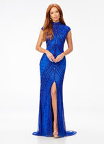 AshleyLauren Cap Sleeve Beaded Prom Dress 1624