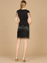 Lara Beaded Fringe Short Dress with Cap Sleeves 29123