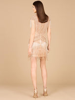 Lara Beaded Fringe Short Dress with Cap Sleeves 29123