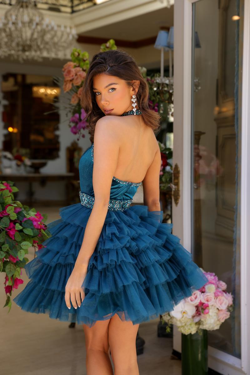 Ava Presley Ruffle Halter Homecoming Dress 29206