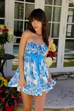 Ava Presley Floral Print Strapless Homecoming Dress 29209