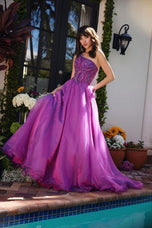 Ava Presley One Shoulder Beaded Ball Gown Prom Dress 29258