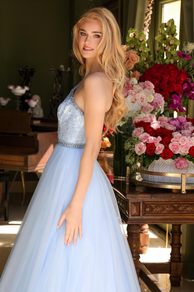 Ava Presley One Shoulder Ruffled Tulle Prom Dress 29527