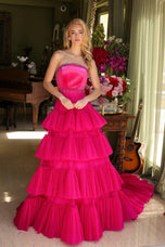 Ava Presley Strapless Tiered Tulle Prom Dress 29529