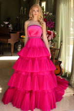 Ava Presley Strapless Tiered Tulle Prom Dress 29529