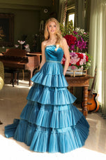 Ava Presley Strapless Tiered Tulle Prom Dress 29529