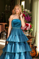 Ava Presley Strapless Tiered Tulle Prom Dress 29529