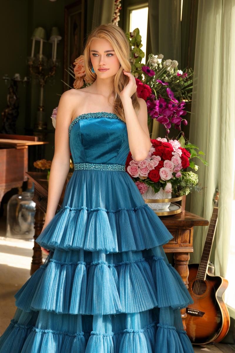 Ava Presley Strapless Tiered Tulle Prom Dress 29529