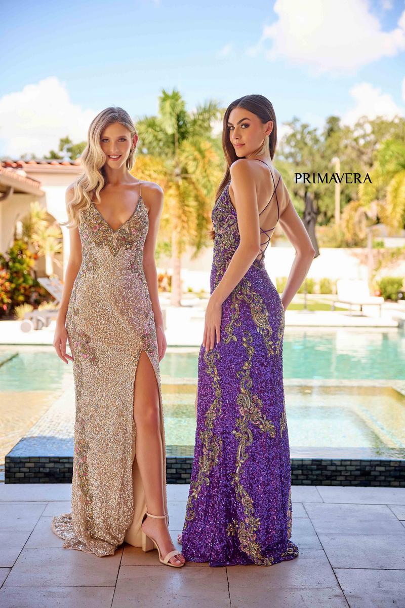 Primavera Couture Beaded Long Dress 3211