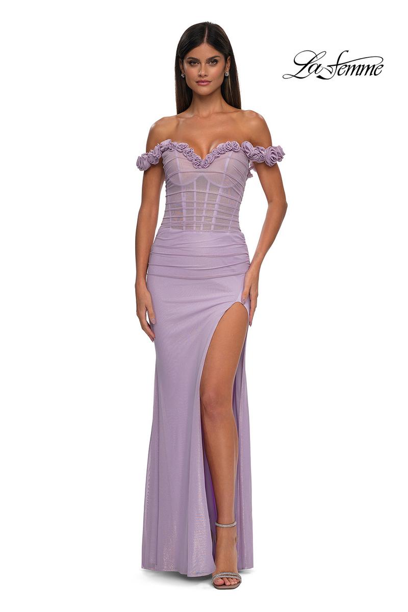 La Femme Off Shoulder Corset Prom Dress 33044