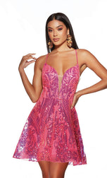 Alyce Paris Sequin A-Line Homecoming Dress 3775