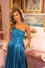 Ava Presley One Shoulder Metallic Prom Dress 40105