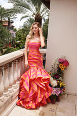 Ava Presley Striped Mermaid Prom Dress 40119