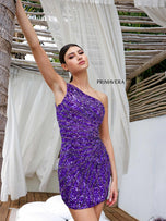 Primavera One Shoulder Beaded Homecoming Dress 4221